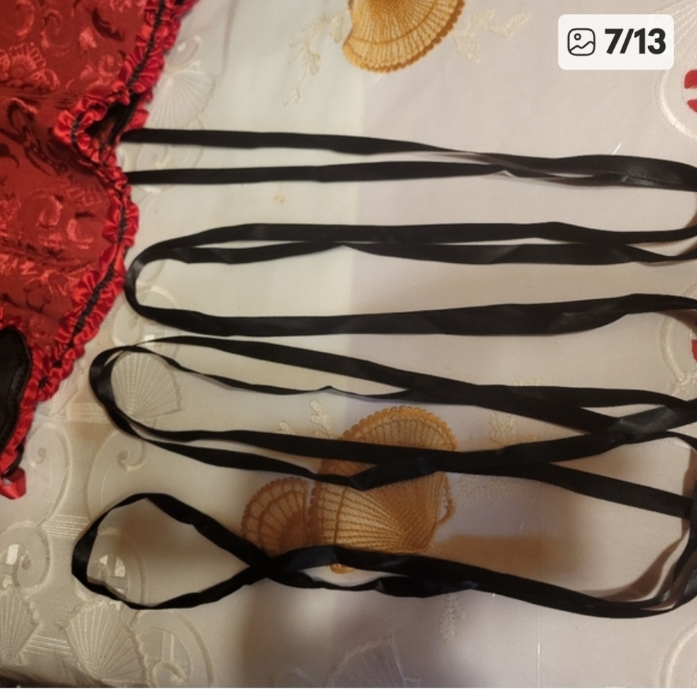 Zhituemi Women's Sexy Red and Black Floral Lace Corset Size 7X - Picture 12 of 12